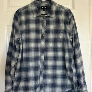 Billabong Navy and White Plaid Button Down Shirt